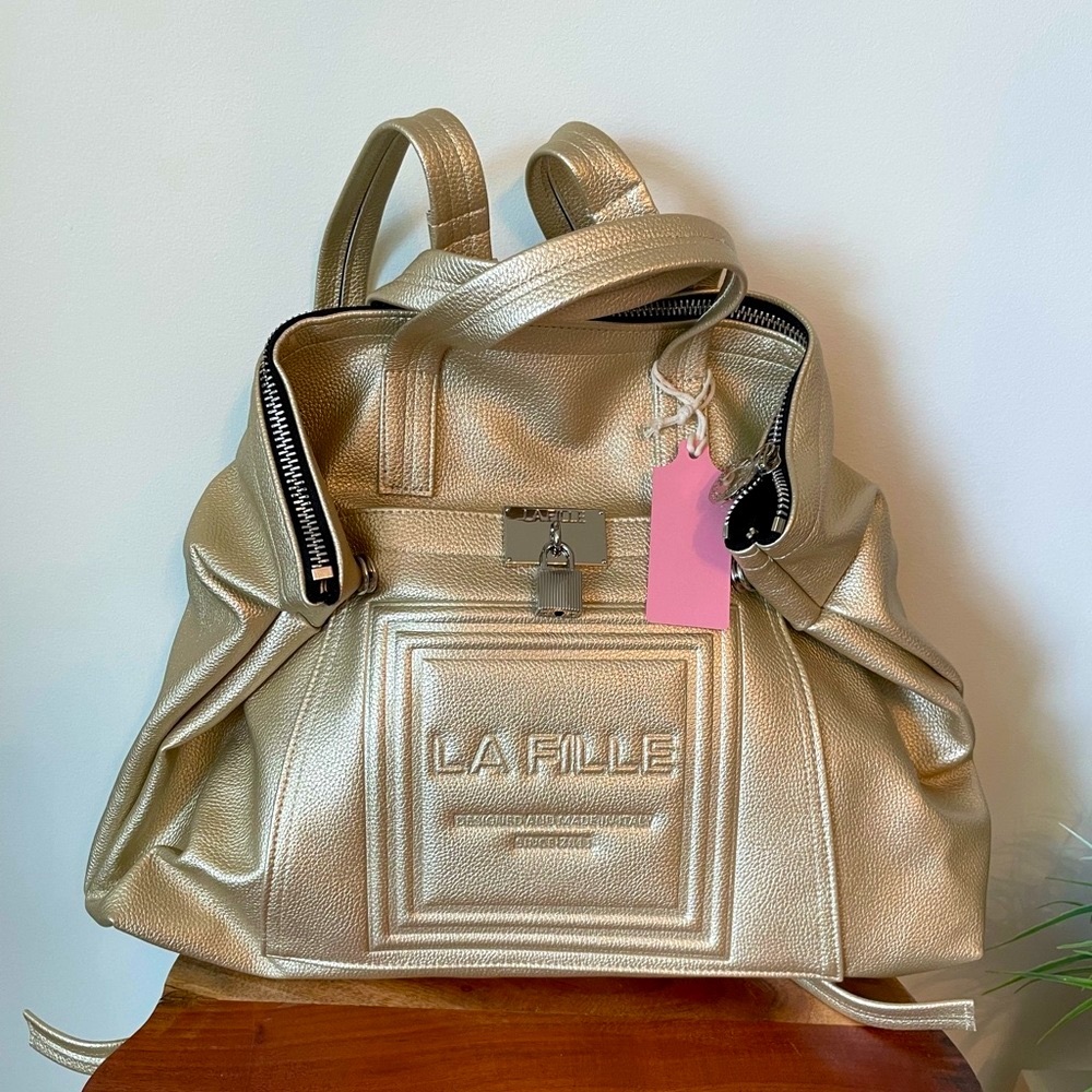 LA FILLES DES FLEURS Back Pack /Tote Bag in Gold